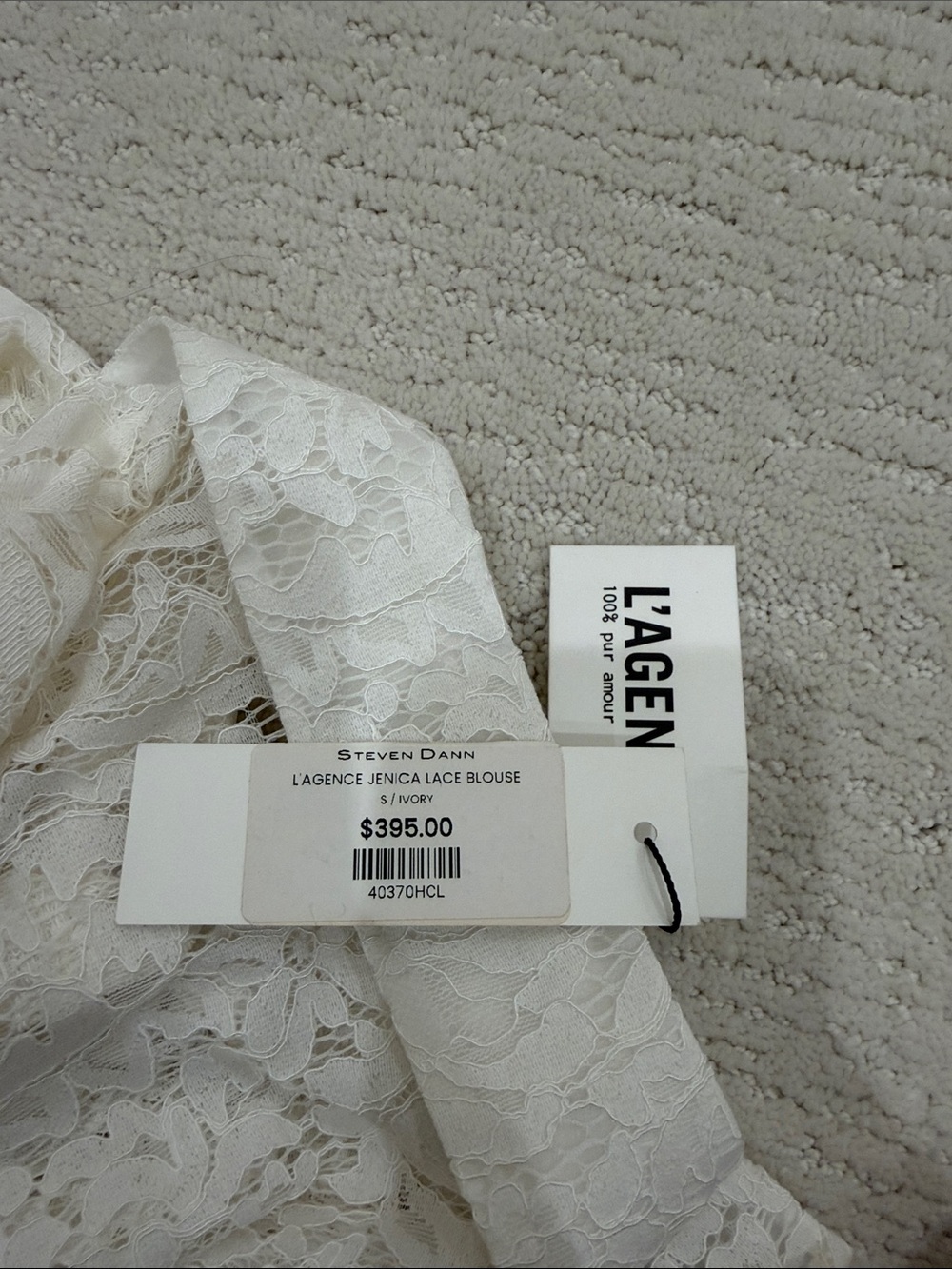 L'AGENCE Ivory Floral Lace Button-Down Shirt - Picture 3 of 4